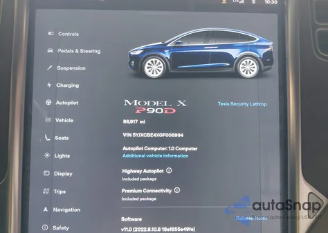 2016 Tesla Model X 75D/P100D/P90D from USA, damaged, VIN 5YJXCBE4XGF006994